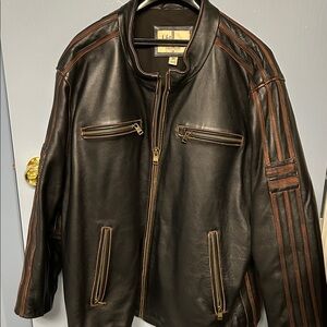 Vintage Wilson’s Black Rivet Men's Leather Distressed Brown Motorcycle Jacket